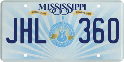 MS license plate JHL360