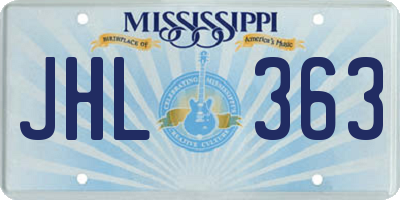 MS license plate JHL363