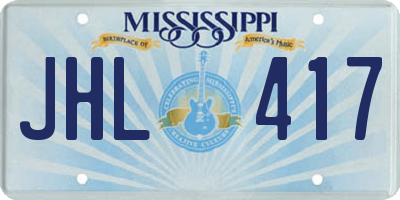 MS license plate JHL417