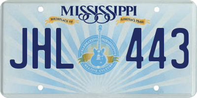 MS license plate JHL443