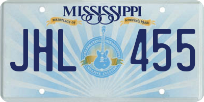MS license plate JHL455
