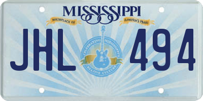 MS license plate JHL494
