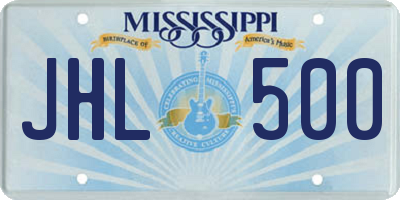 MS license plate JHL500