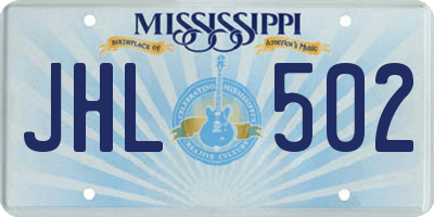 MS license plate JHL502