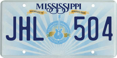 MS license plate JHL504