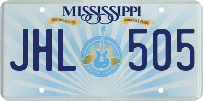 MS license plate JHL505