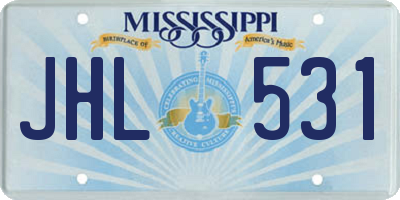 MS license plate JHL531