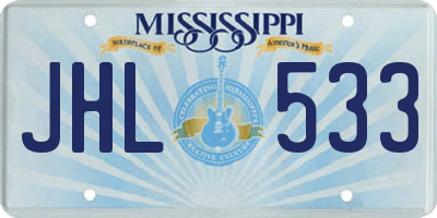 MS license plate JHL533