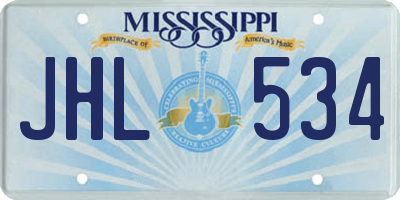 MS license plate JHL534