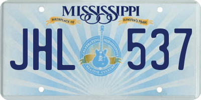MS license plate JHL537
