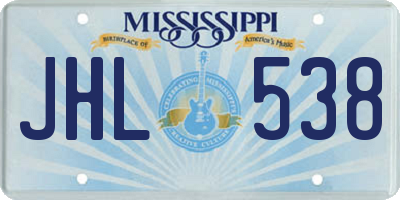 MS license plate JHL538