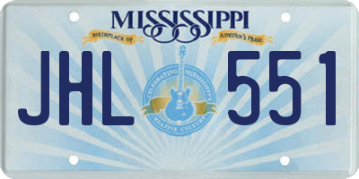 MS license plate JHL551