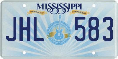 MS license plate JHL583