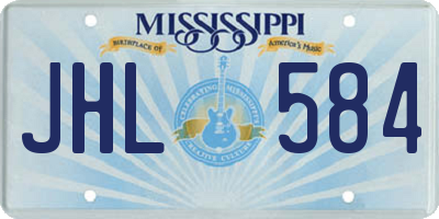 MS license plate JHL584