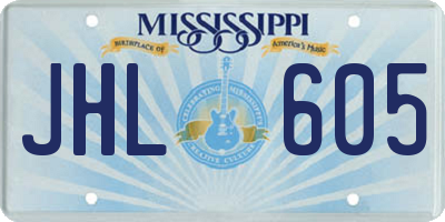 MS license plate JHL605
