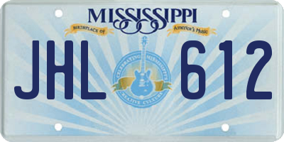 MS license plate JHL612