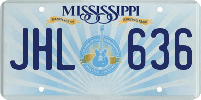 MS license plate JHL636