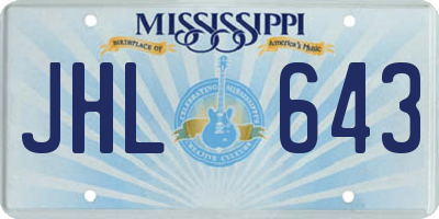 MS license plate JHL643