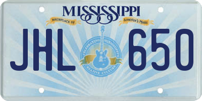 MS license plate JHL650
