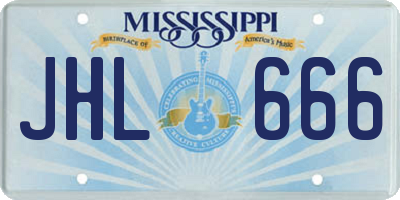 MS license plate JHL666