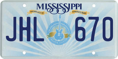 MS license plate JHL670