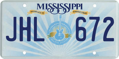MS license plate JHL672