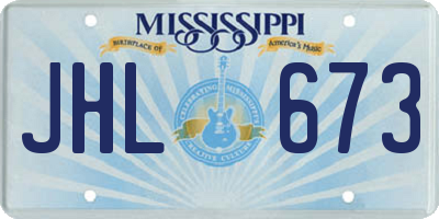 MS license plate JHL673