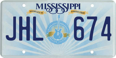MS license plate JHL674