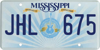 MS license plate JHL675