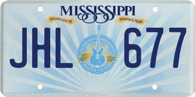 MS license plate JHL677