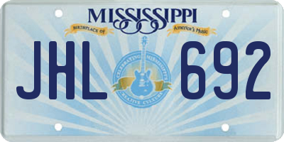MS license plate JHL692