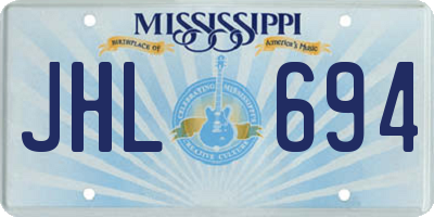 MS license plate JHL694