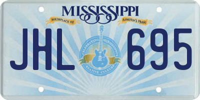MS license plate JHL695
