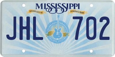 MS license plate JHL702