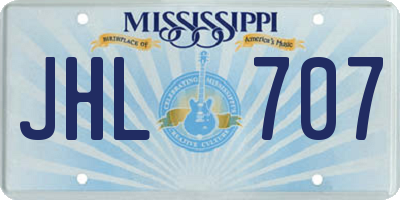 MS license plate JHL707