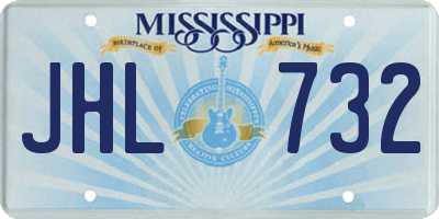MS license plate JHL732