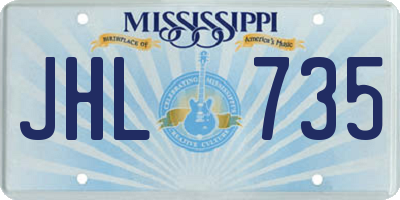 MS license plate JHL735