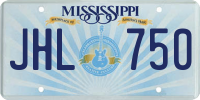 MS license plate JHL750