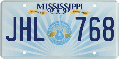 MS license plate JHL768