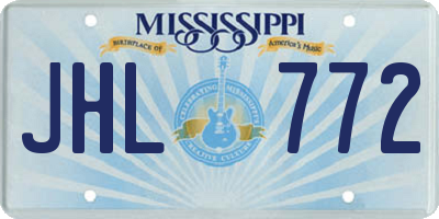 MS license plate JHL772