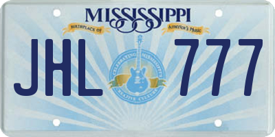 MS license plate JHL777