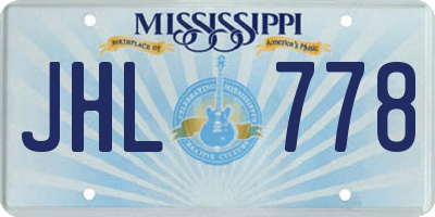 MS license plate JHL778