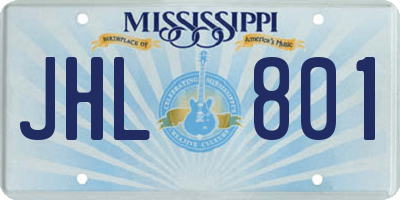 MS license plate JHL801