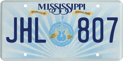 MS license plate JHL807