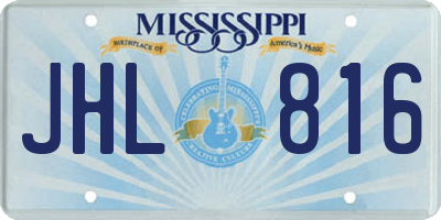 MS license plate JHL816