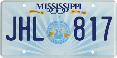 MS license plate JHL817
