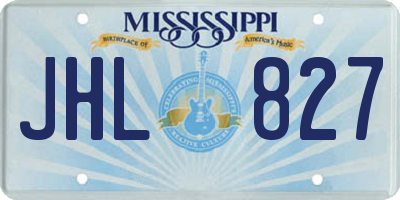 MS license plate JHL827