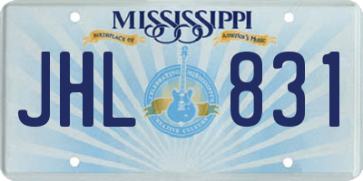 MS license plate JHL831