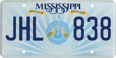 MS license plate JHL838
