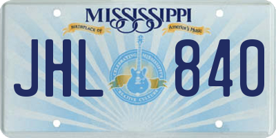 MS license plate JHL840